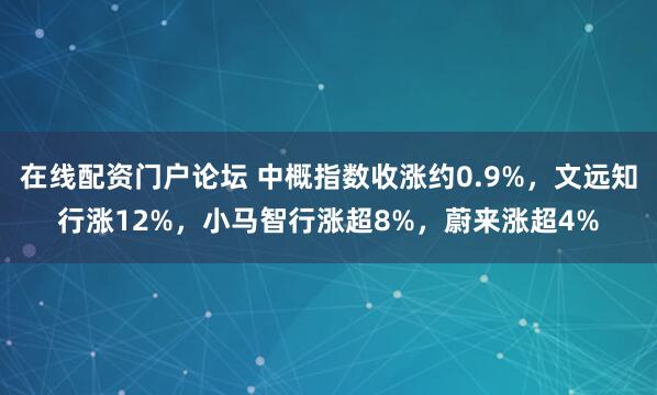 在线配资门户论坛 中概指数收涨约0.9%，文远知行涨12%，小马智行涨超8%，蔚来涨超4%